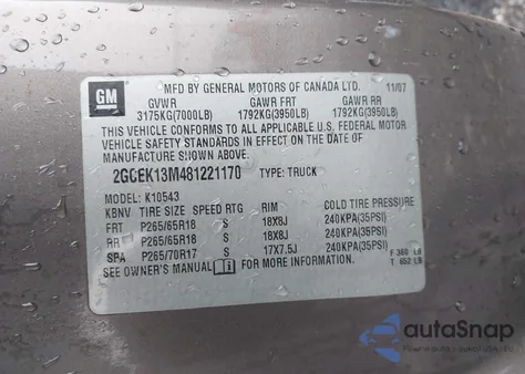 2008 Chevrolet Silverado 1500 Lt1 z USA, uszkodzony, nr VIN 2GCEK13M481221170